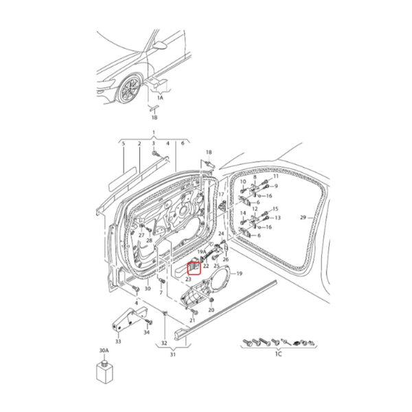 Front Door Hinge Stop Check Strap Limitery | 4G0837249A | 4G0837249C