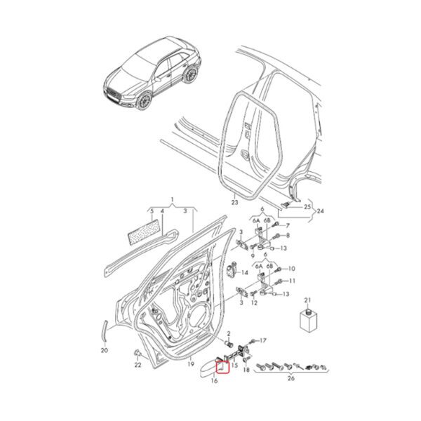 Rear Door Hinge Stop Check Strap Limitery | 8U0839249C | 8U0839249D
