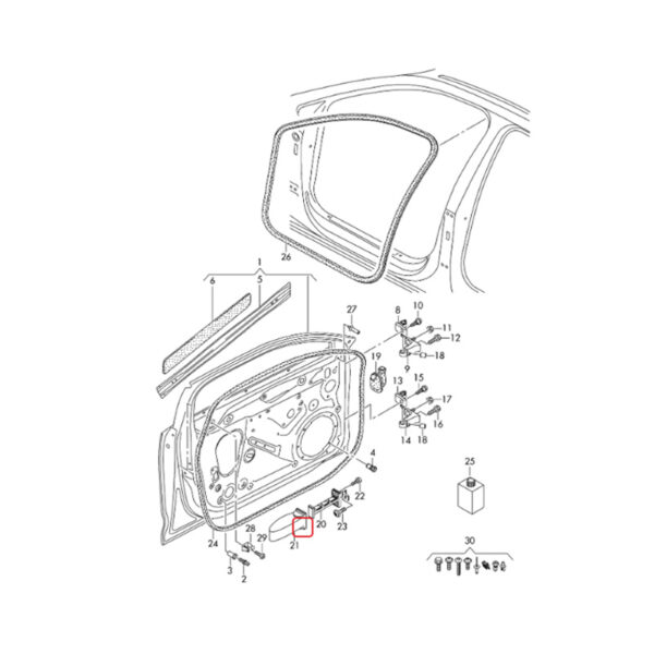 Front Door Hinge Stop Check Strap Limitery | 8W0837249