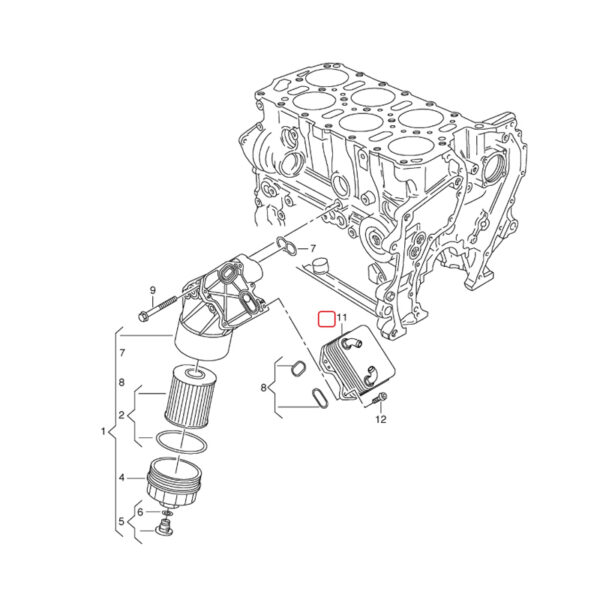 Engine Oil Cooler | 03H117021C | 03H117021D