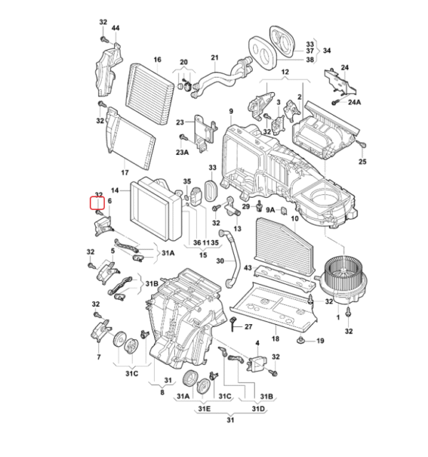 Heater Central Air Door Servo Motor | 1KD907511E | 3C1907511A