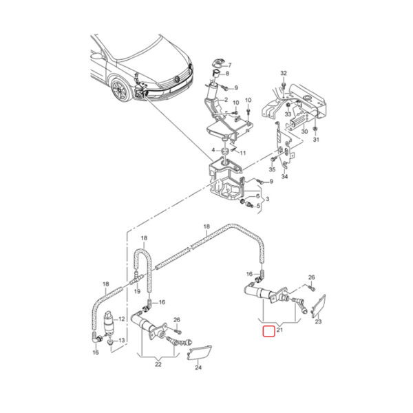 Left Right Headlight Washer | Lift Cylinder | Spray Nozzle Jet | 3C8955103B | 3C8955104B