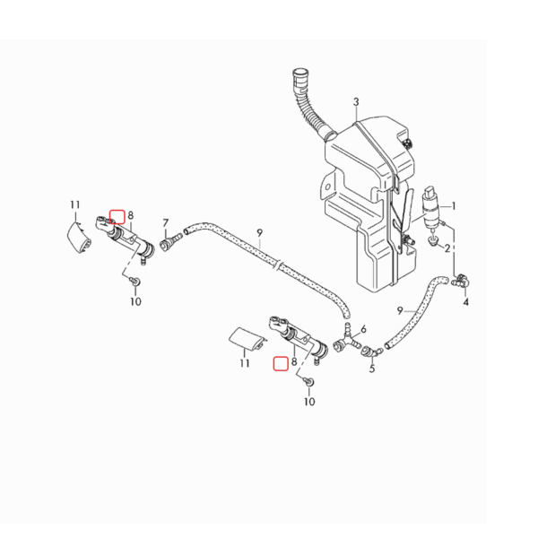 Left Right Headlight Washer | Lift Cylinder Spray Nozzle Jet | 8U0955101 | 8U0955102