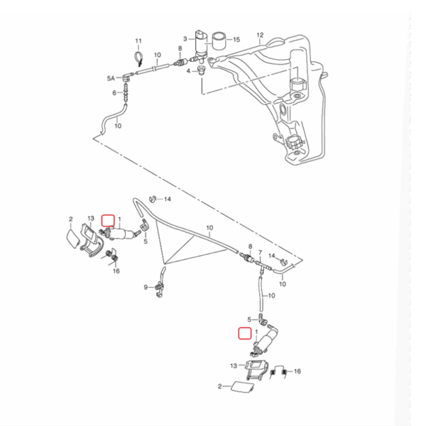 Left Right Headlight Washer | Lift Cylinder Spray Nozzle Jet | 8T0955101D | 8T0955102D