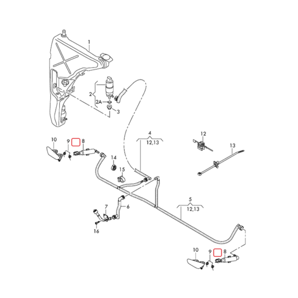 Left Right Headlight Washer | Lift Cylinder Spray Nozzle Jet | 4H0955101A | 4H0955102A | 4H0955101