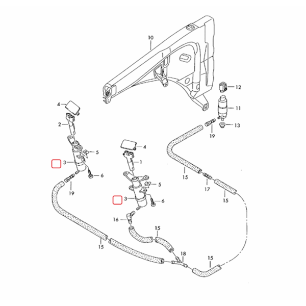 Left Right Headlight Washer | Lift Cylinder Spray Nozzle Jet | 7L6955978A | 7L6955104A | 7L6955103A