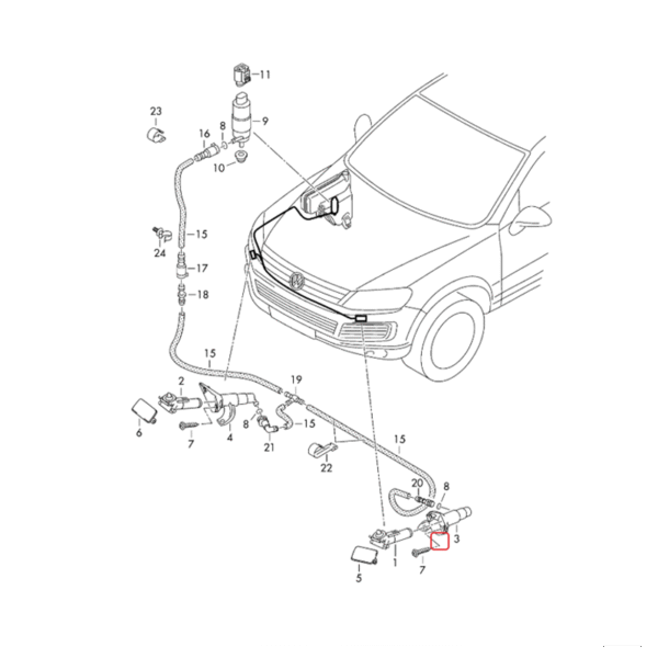 Left Headlight Washer | Lift Cylinder Spray Nozzle Jet | 7P6955979