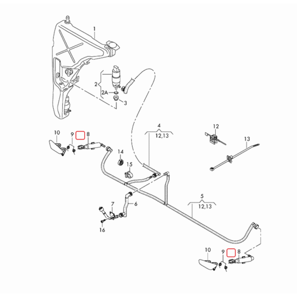 Left Right Headlight Washer | Lift Cylinder Spray Nozzle Jet | 4H0955101B | 4H0955102B